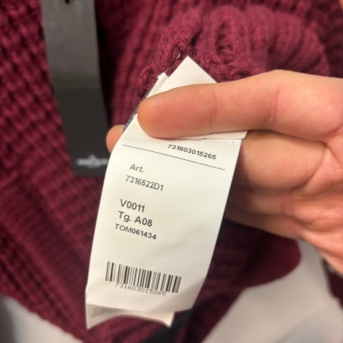 스톤아일랜드 주니어 버건디 와플 니트 하프 집업 새상품 상품이미지10