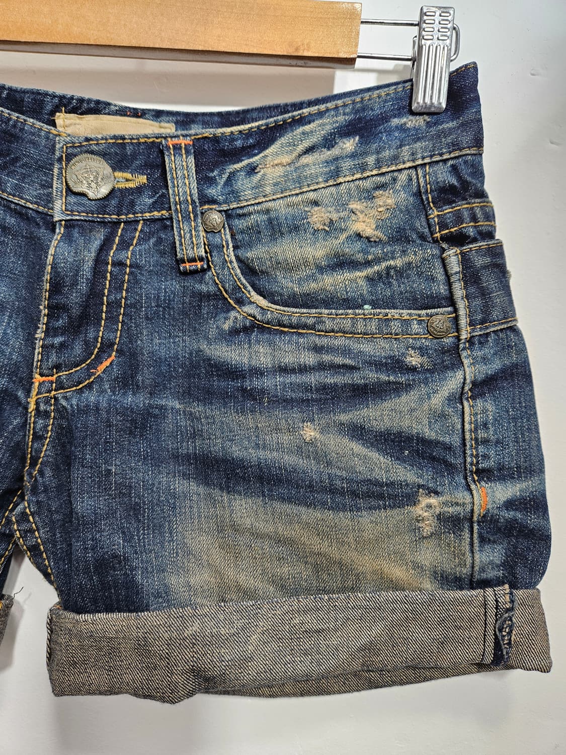 로리타 롤업 디자인 숏데님팬츠 상품이미지5