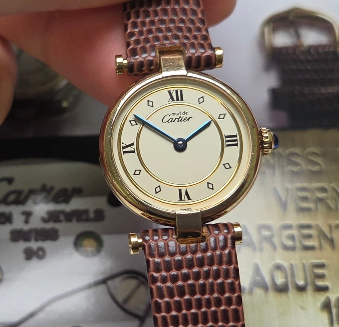 빈티지 까르띠에 머스트드 방돔 희귀 요구르트판 블루핸즈 여성용 (감정서  상품이미지1