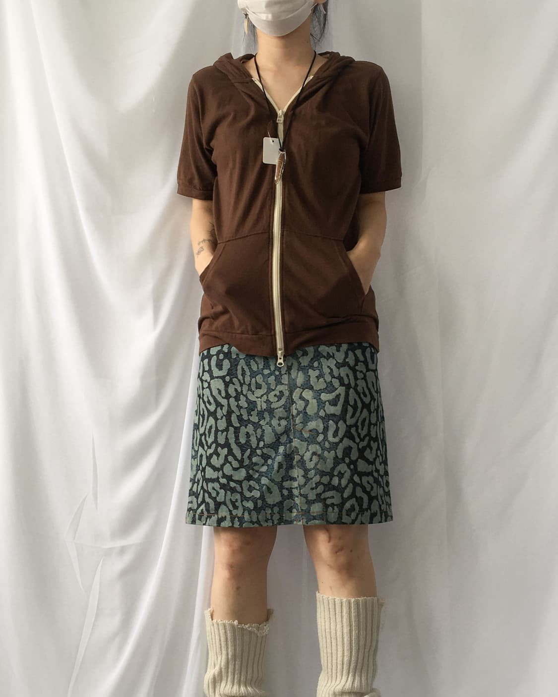 Ozone community leopard pattern denim sk 상품이미지4