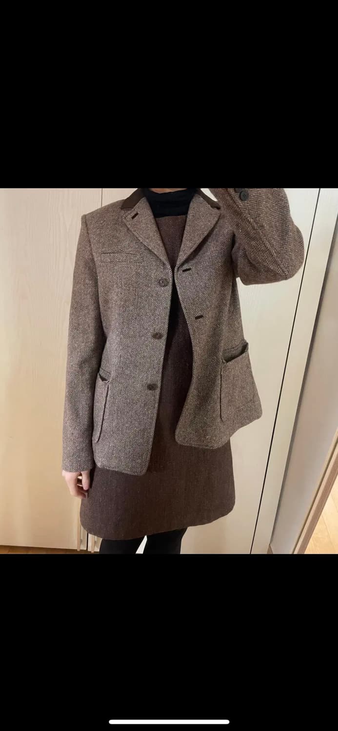 비꼴리끄 헤링본 브라운 자켓 팬츠 원피스 셋업 하객룩 승마복 라보빈티지 상품이미지4