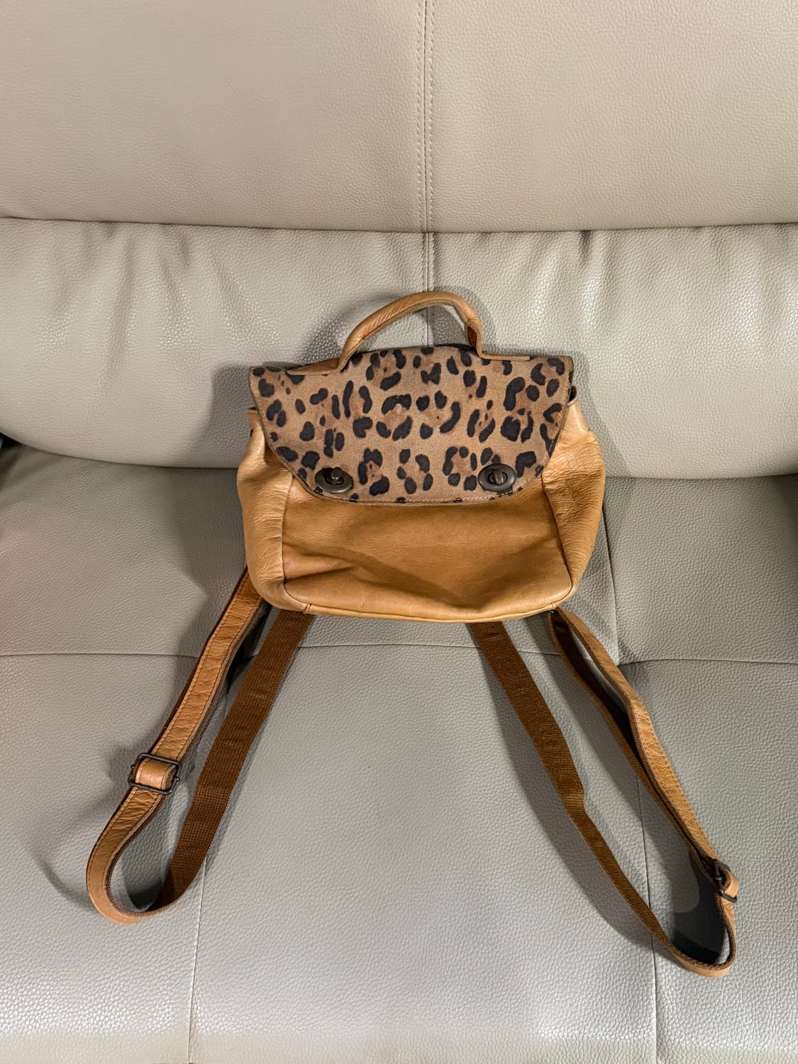 leopard pattern point leather backpack 상품이미지1