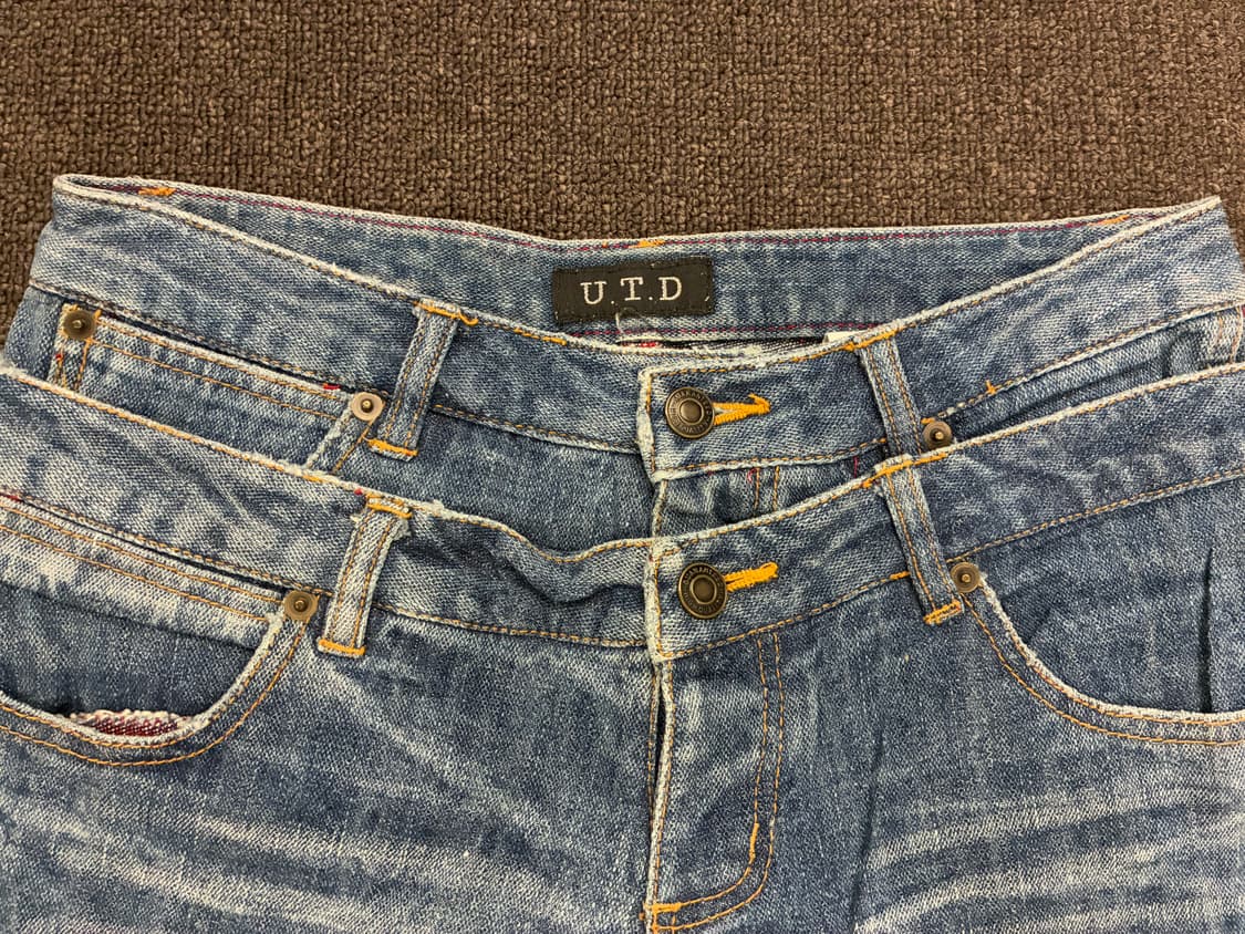 OS)Japanese vintage 여성 데미지 디테일 부츠컷 데님팬츠 상품이미지6