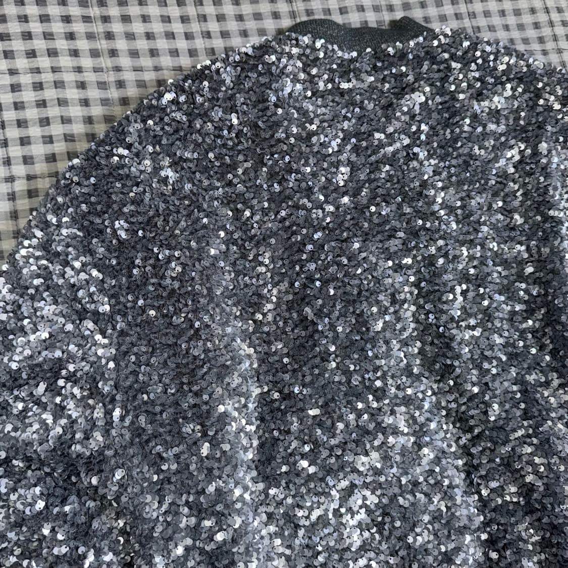 (M) Zara 자라 스팽글 시퀸 봄버 자켓 그레이 상품이미지4