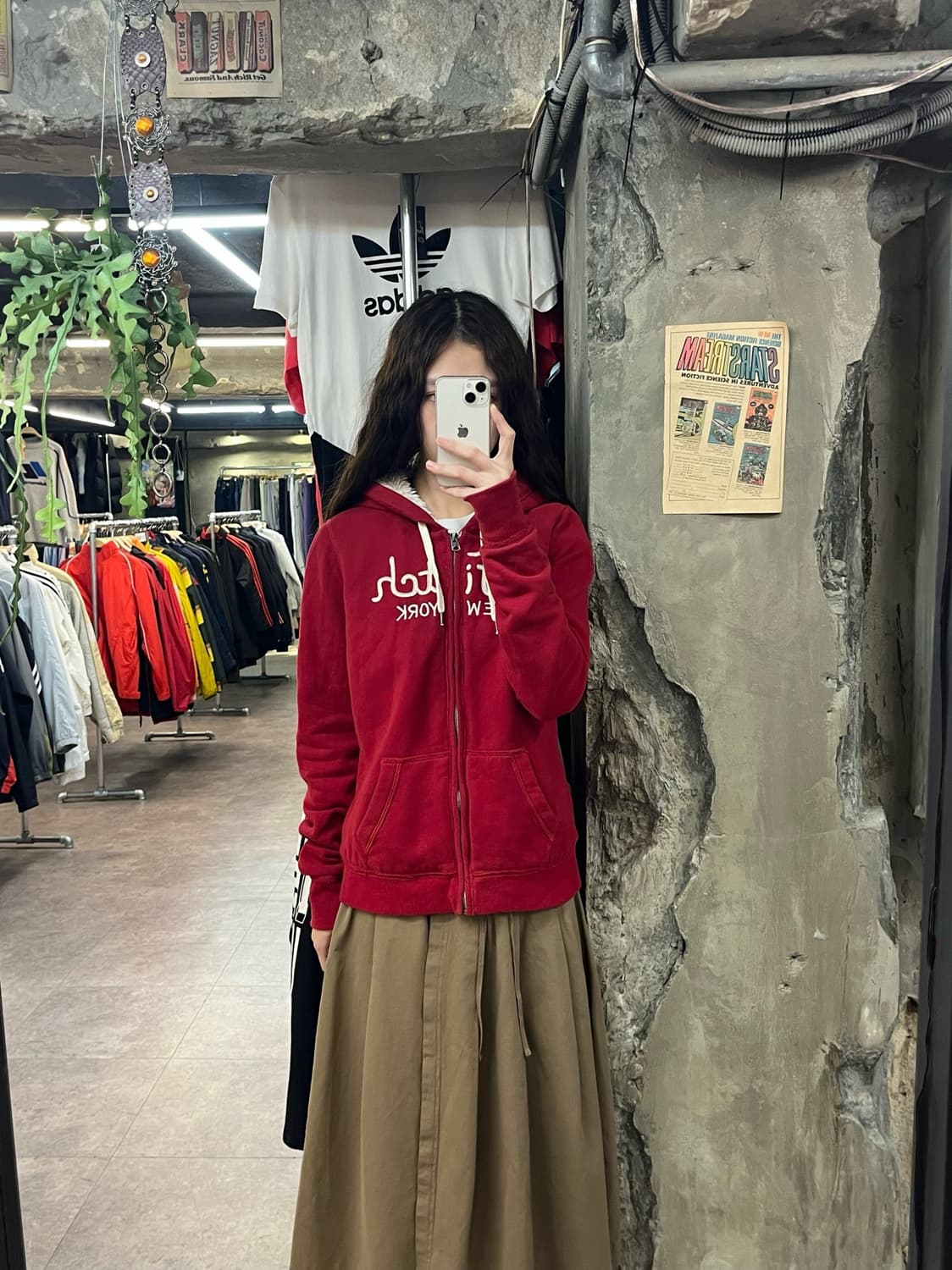 아베크롬비 양털 후드집업 레드 L #csz1863 상품이미지2