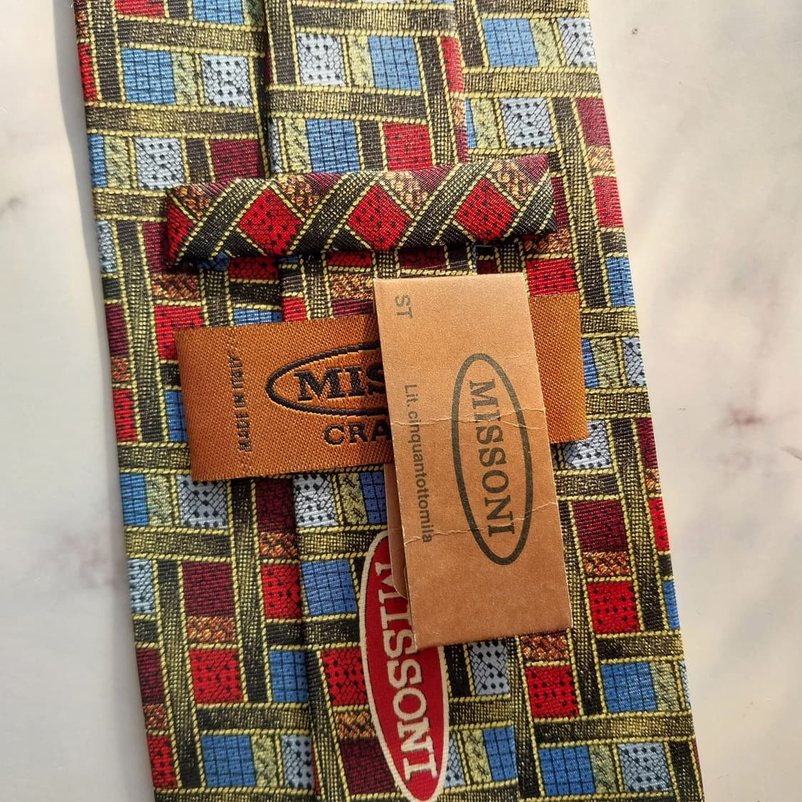 미쏘니 실크 지오메트릭 패턴 넥타이 9.5cm 새제품 K1533 상품이미지8