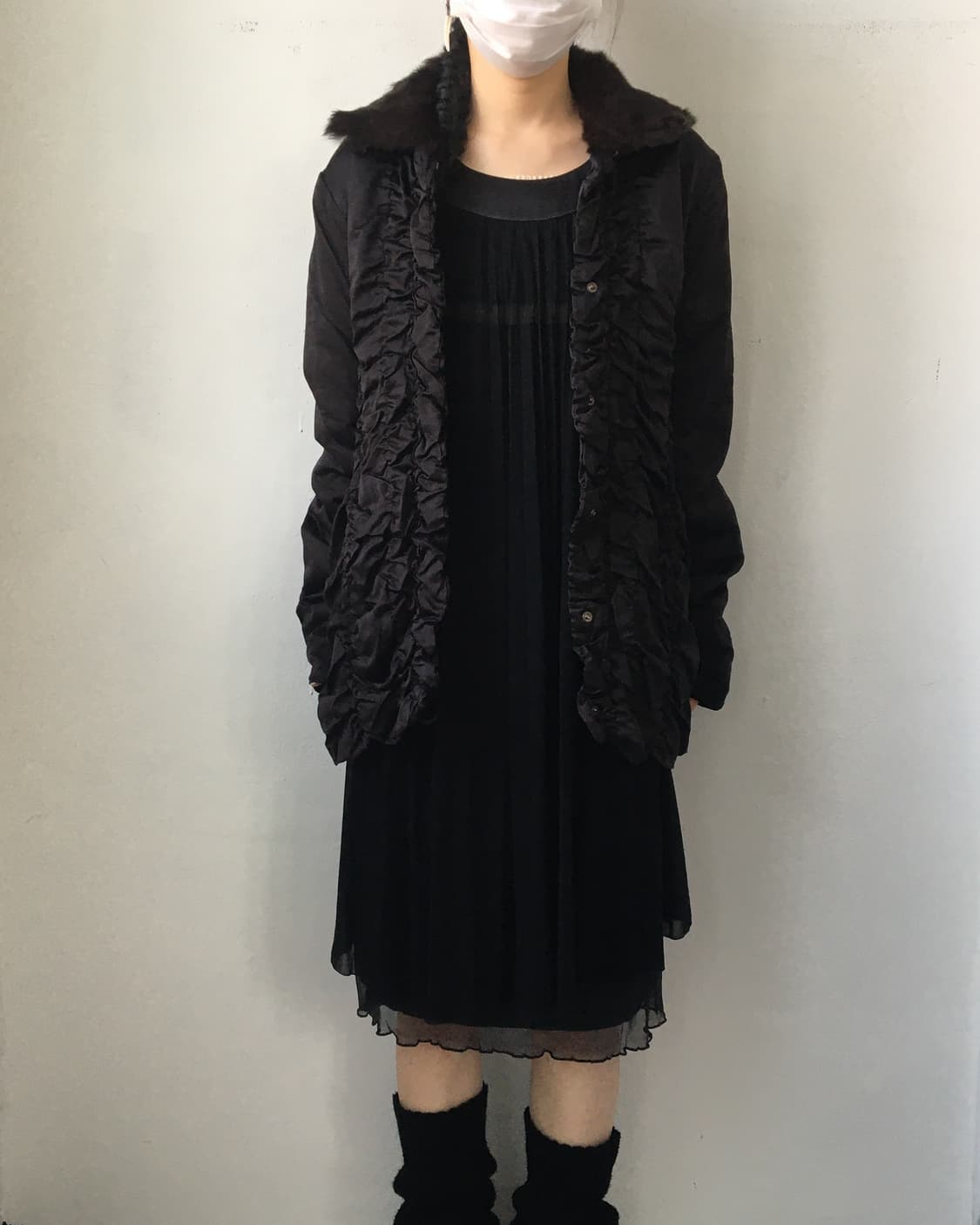 Fur collar point shirring jacket 상품이미지8