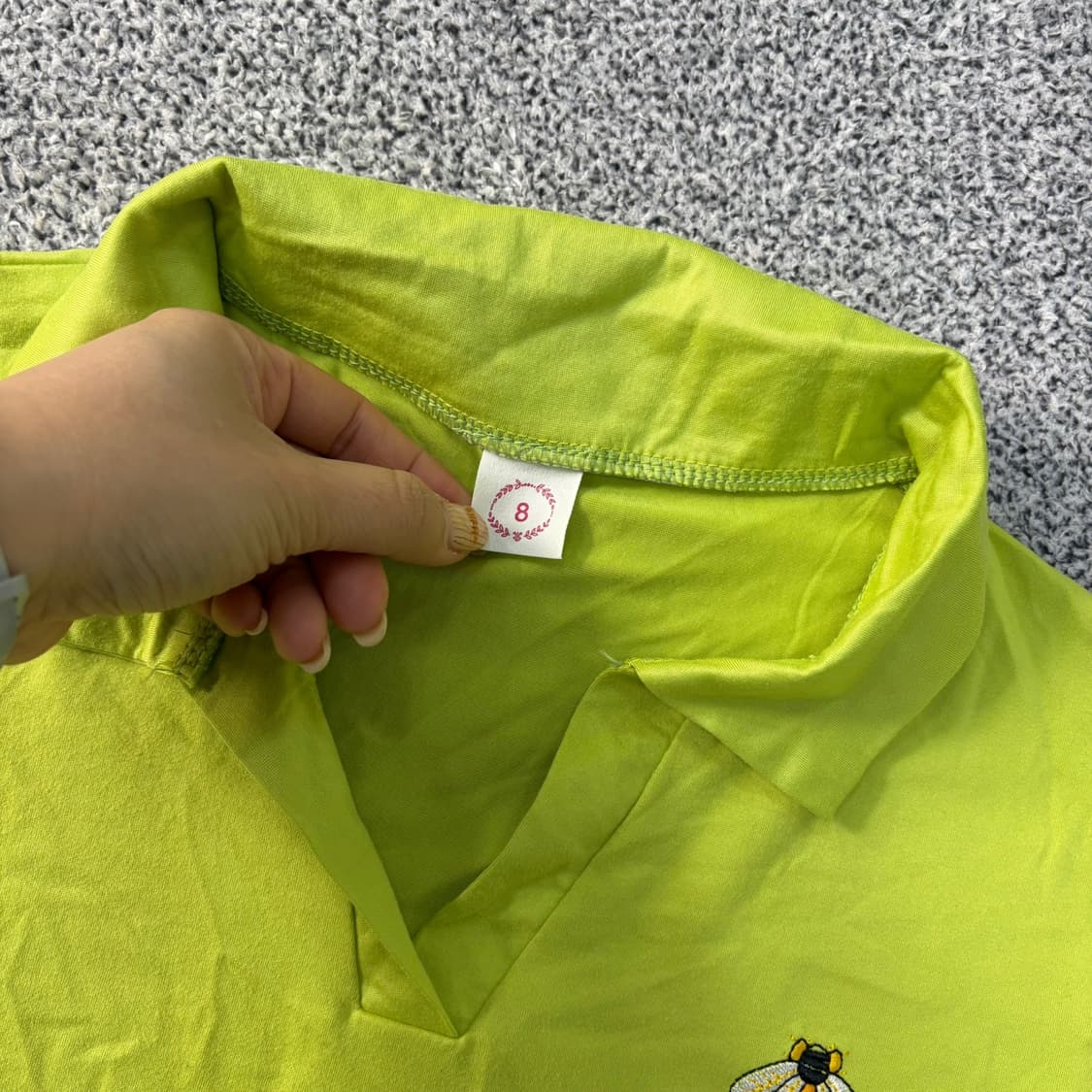 실측확인 빈티지 꿀벌자수 반팔 카라티 0423J 상품이미지2