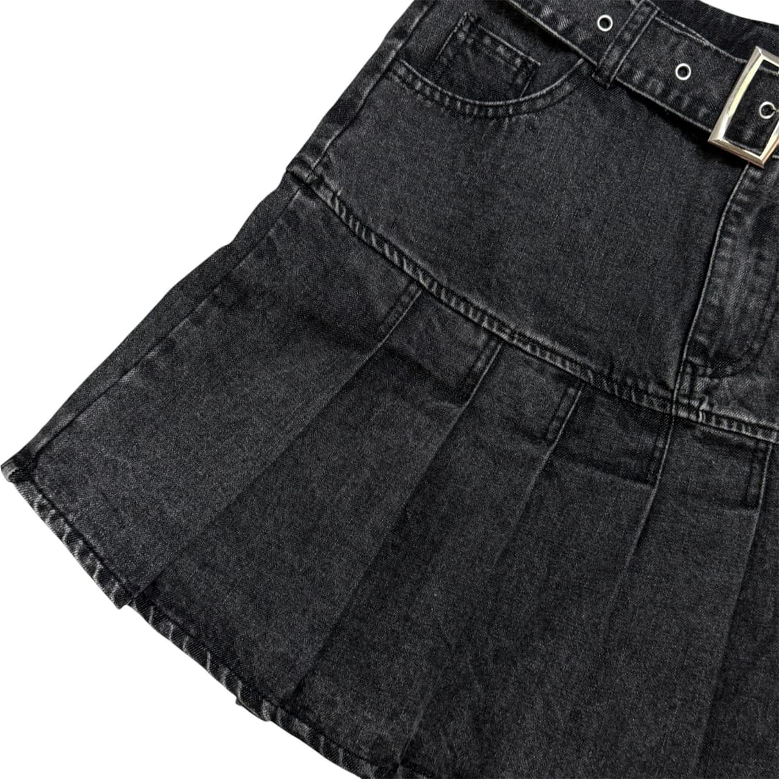 Y2K 무드 벨티드 데님 플리츠 스커트 상품이미지3