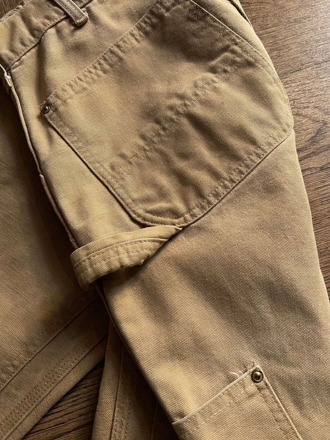 [34]90's 칼하트 유니온메이드 USA 빈티지 페이딩 더블니 워크팬츠 상품이미지6