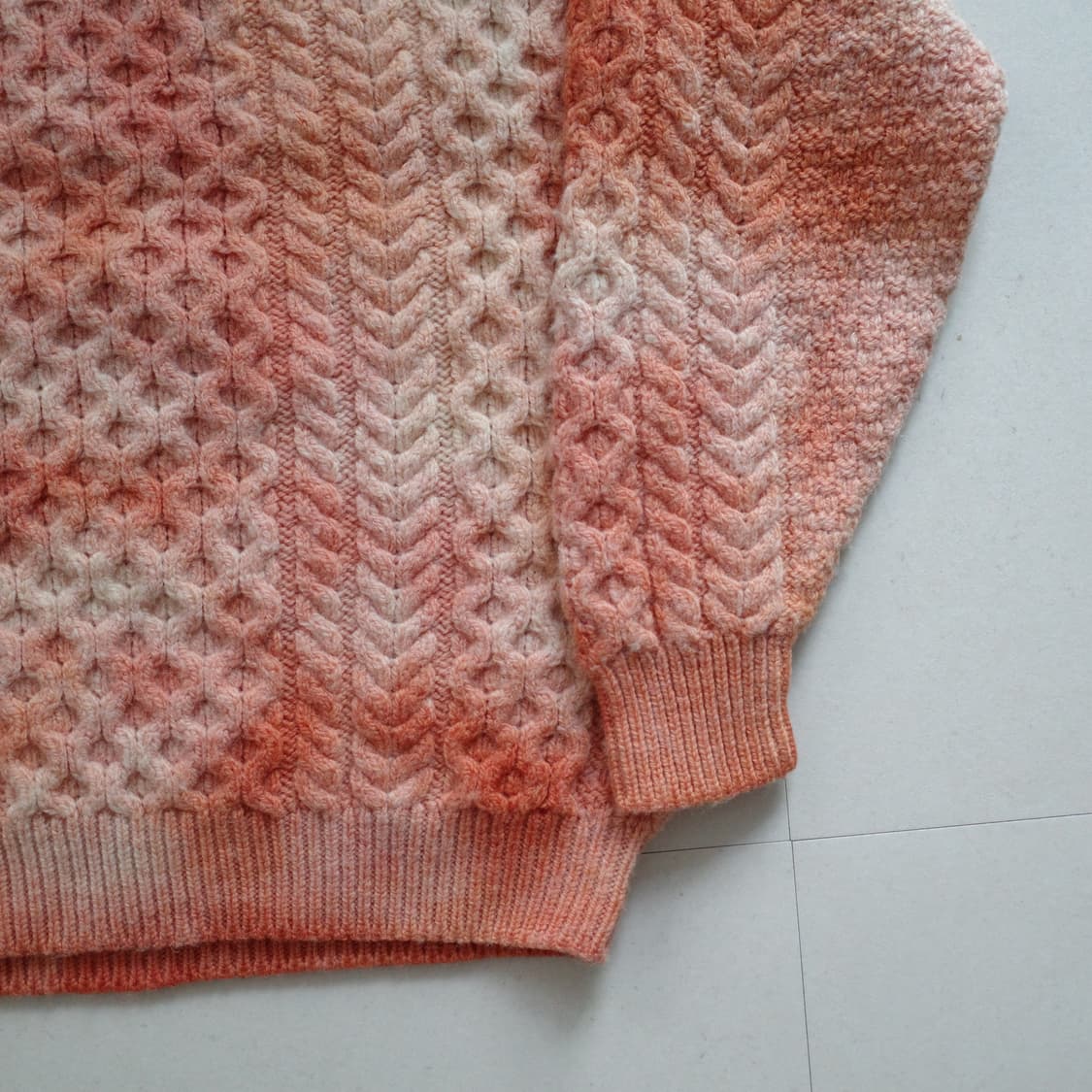 울 100% 피셔맨 타이다이드 케이블 니트 상품이미지2