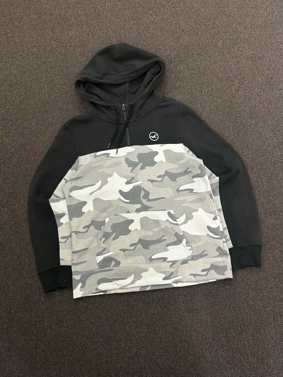 S)Hollister 빈티지 카모플라쥬쿼터 플리스 하프집 후디 상품이미지2