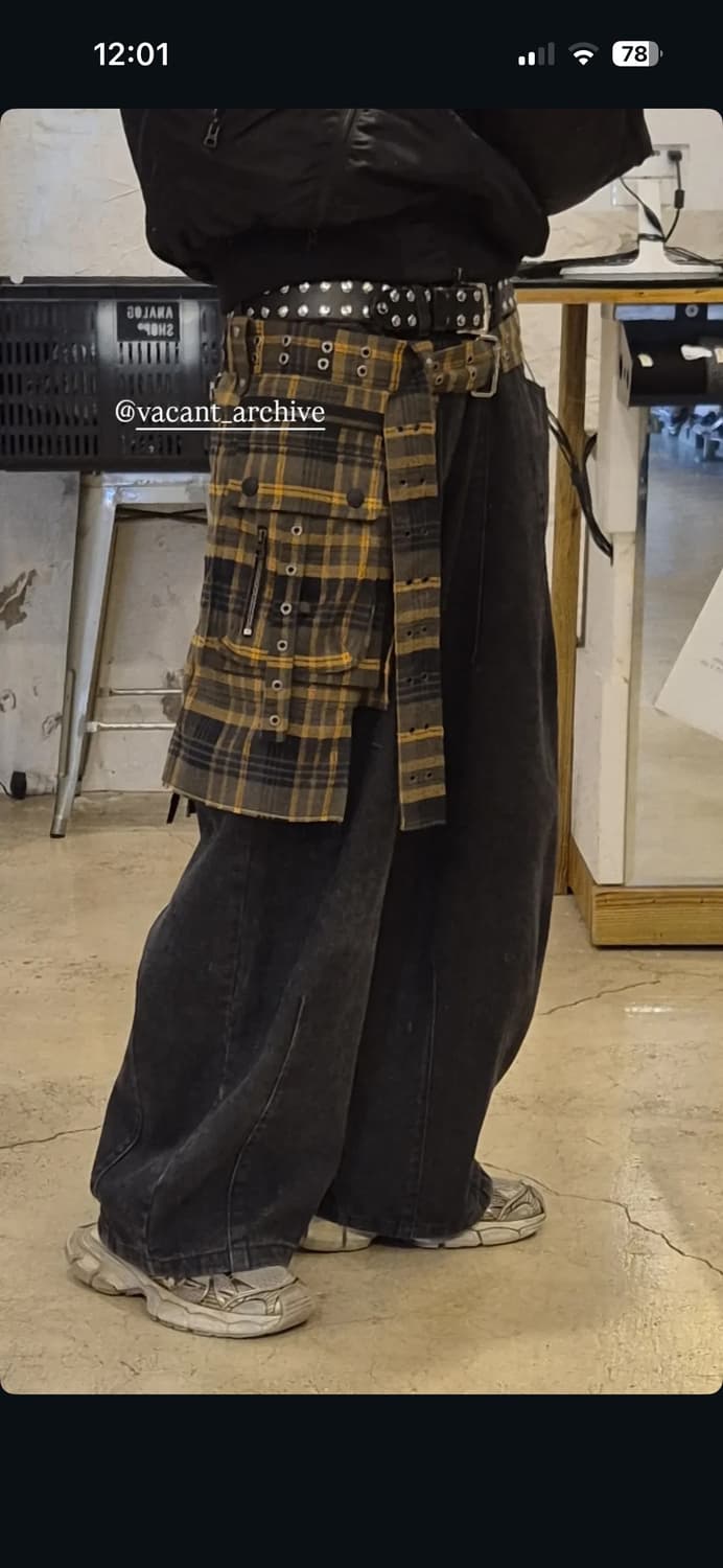 베이컨트 아카이브 레이어드 스커트 그레이 옐로우 상품이미지7