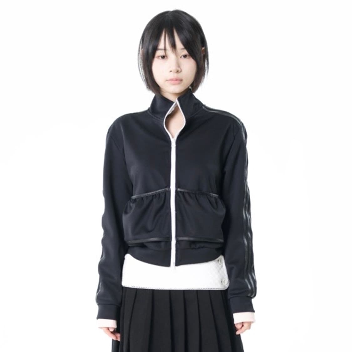 구해요) 오스하이 oshigh 넥 코르셋 져지 집업 블랙 상품이미지1