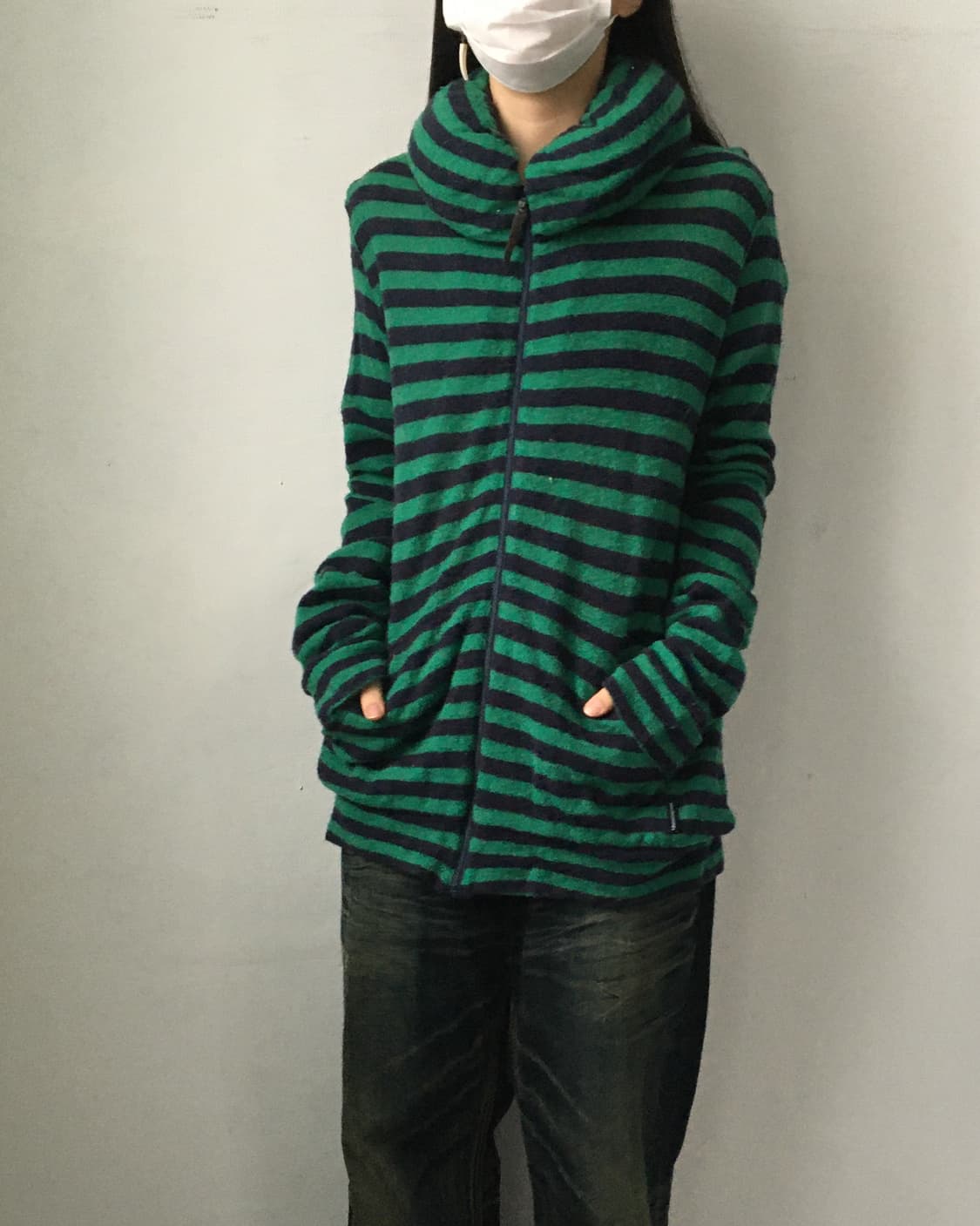 Thick neck stripe pattern zip up 상품이미지5