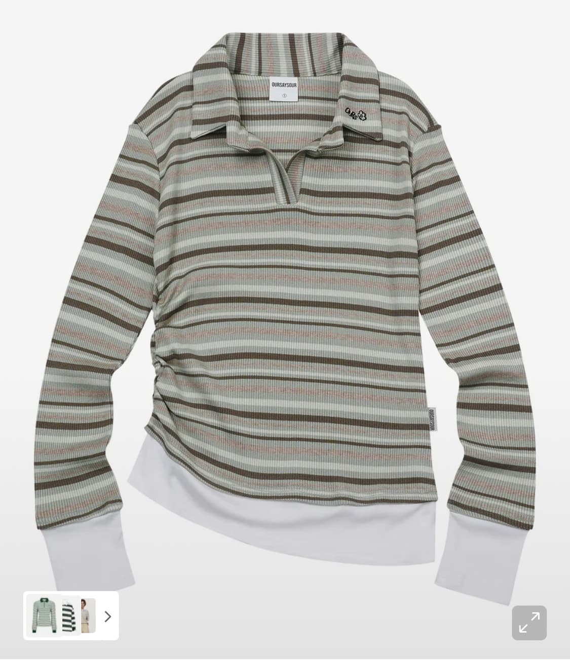 아워세이아워 레이어드 스트라이프 카라티 그린 상품이미지1