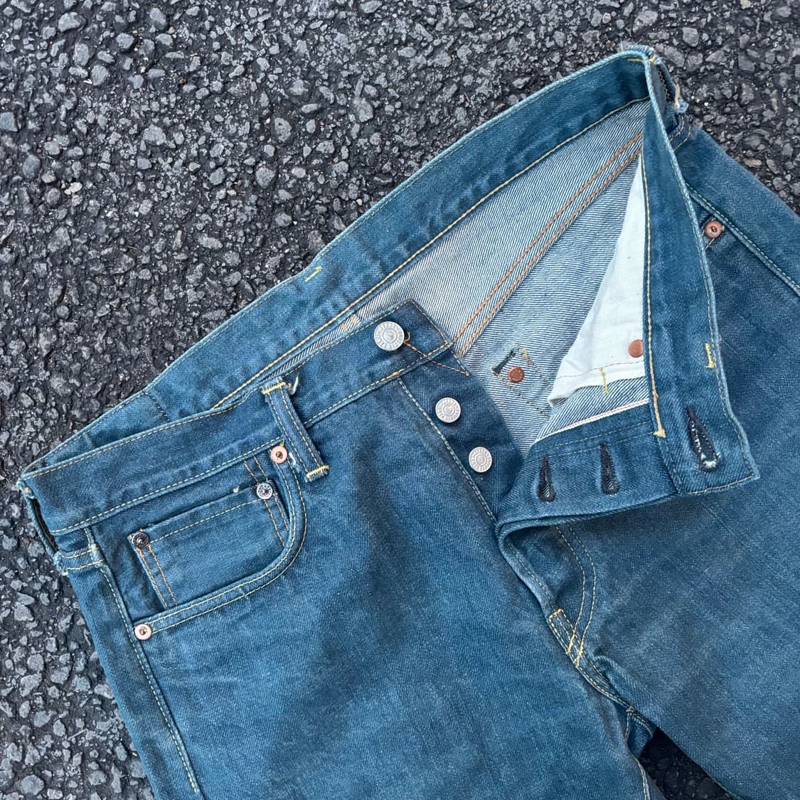 일본 타블로이드 뉴스 셀비지 데님 팬츠 상품이미지6