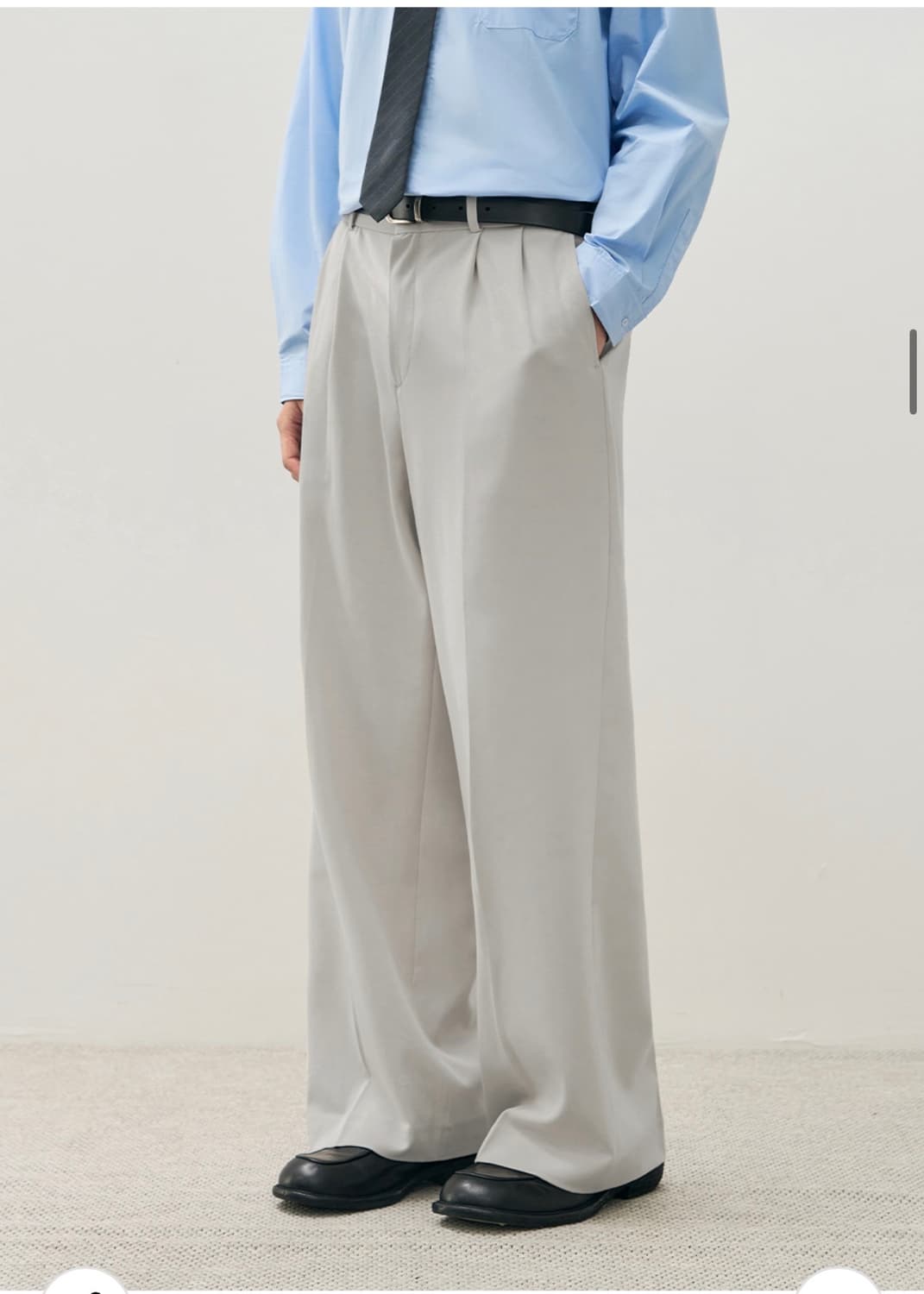 (새상품)(L) 드로우핏 투턱 밴딩 와이드 슬랙스 [CREAM] 판매 상품이미지4