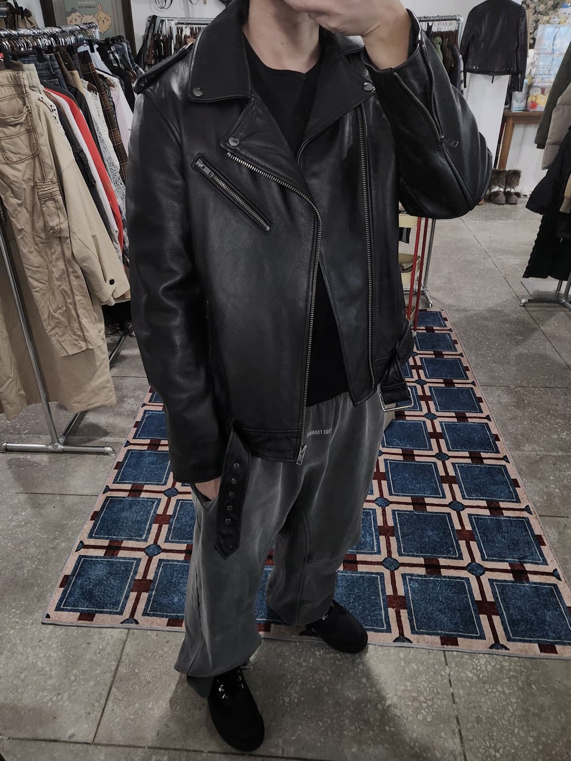 빈티지 카우하이드 더블 라이더 자켓 / 소가죽 레더 자켓 (xl) 상품이미지9