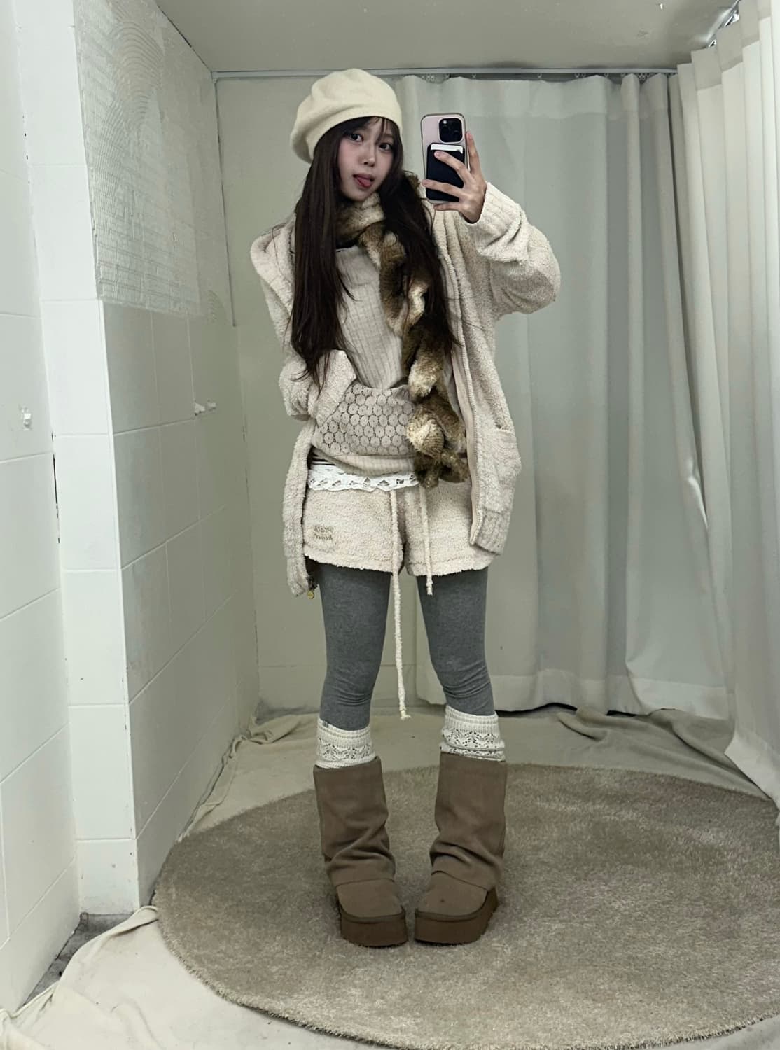 아이보리 세미갸루 코리락쿠마 모리걸 코디세트 상품이미지2