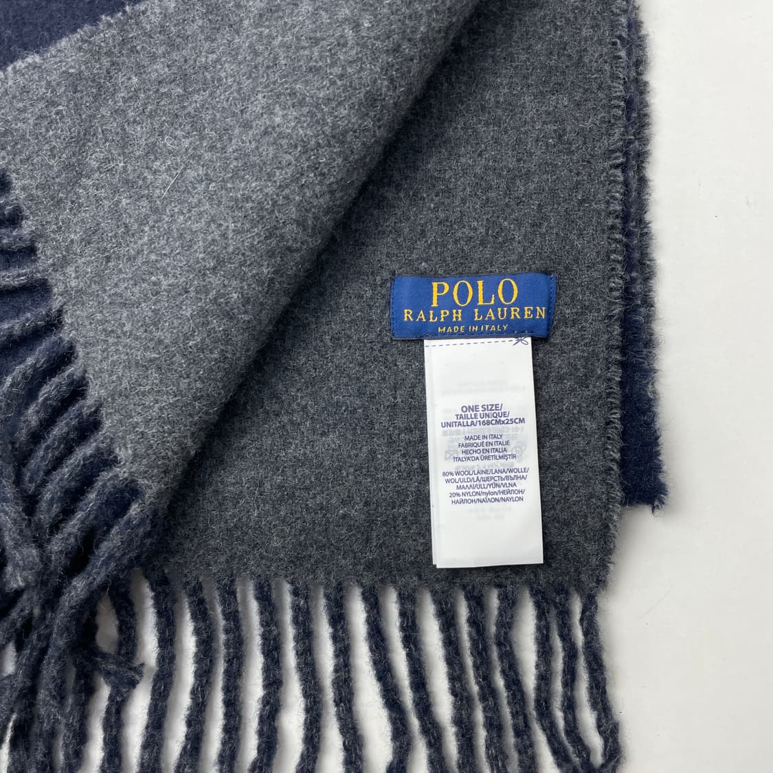 [중고] 폴로 랄프로렌 네이비/회색 이태리 울 머플러 상품이미지3