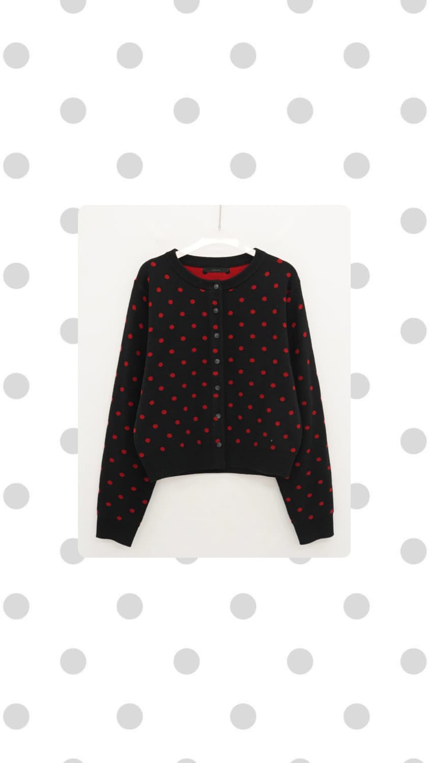 빨강 검정 도트 가디건 상품이미지1
