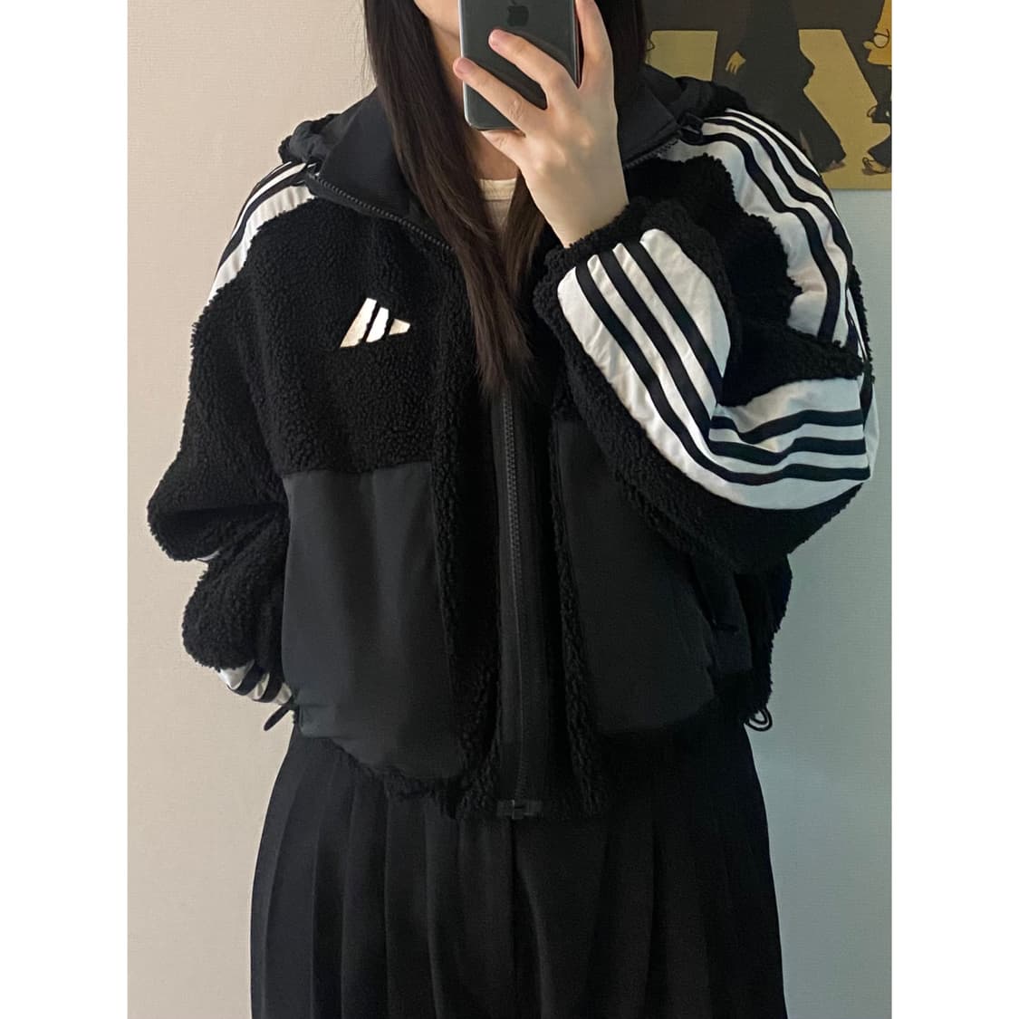 아디다스 뽀글이 후리스 후드집업 상품이미지1