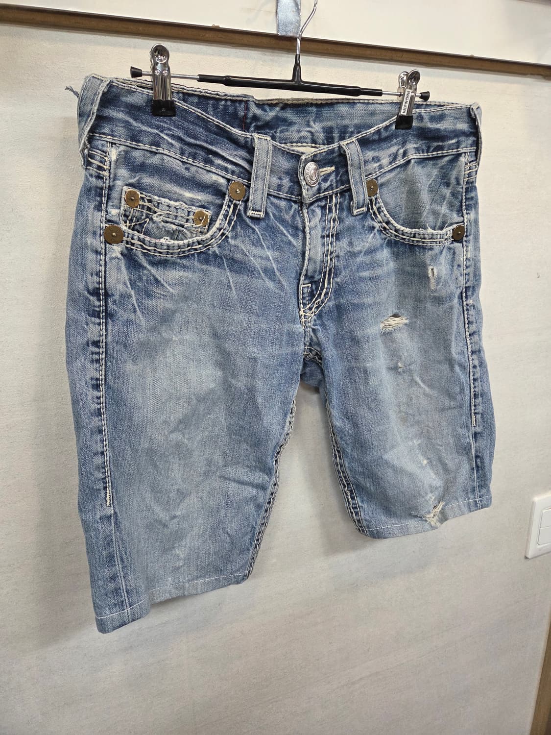 트루릴리전 스티치 커스텀 데님반바지 30 상품이미지7