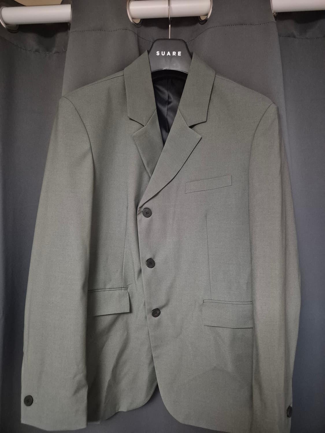 수아레 울 밸런스 세미 오버 블레이저, 슬랙스 정장 셋업 애쉬그레이 상품이미지5