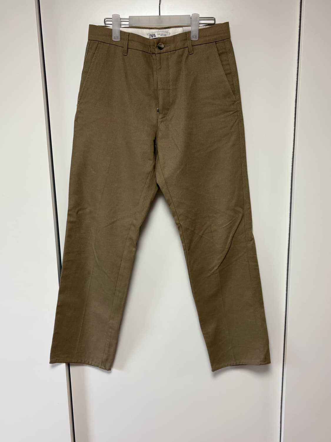 자라 카키색 세미와이드 면바지 31 상품이미지1