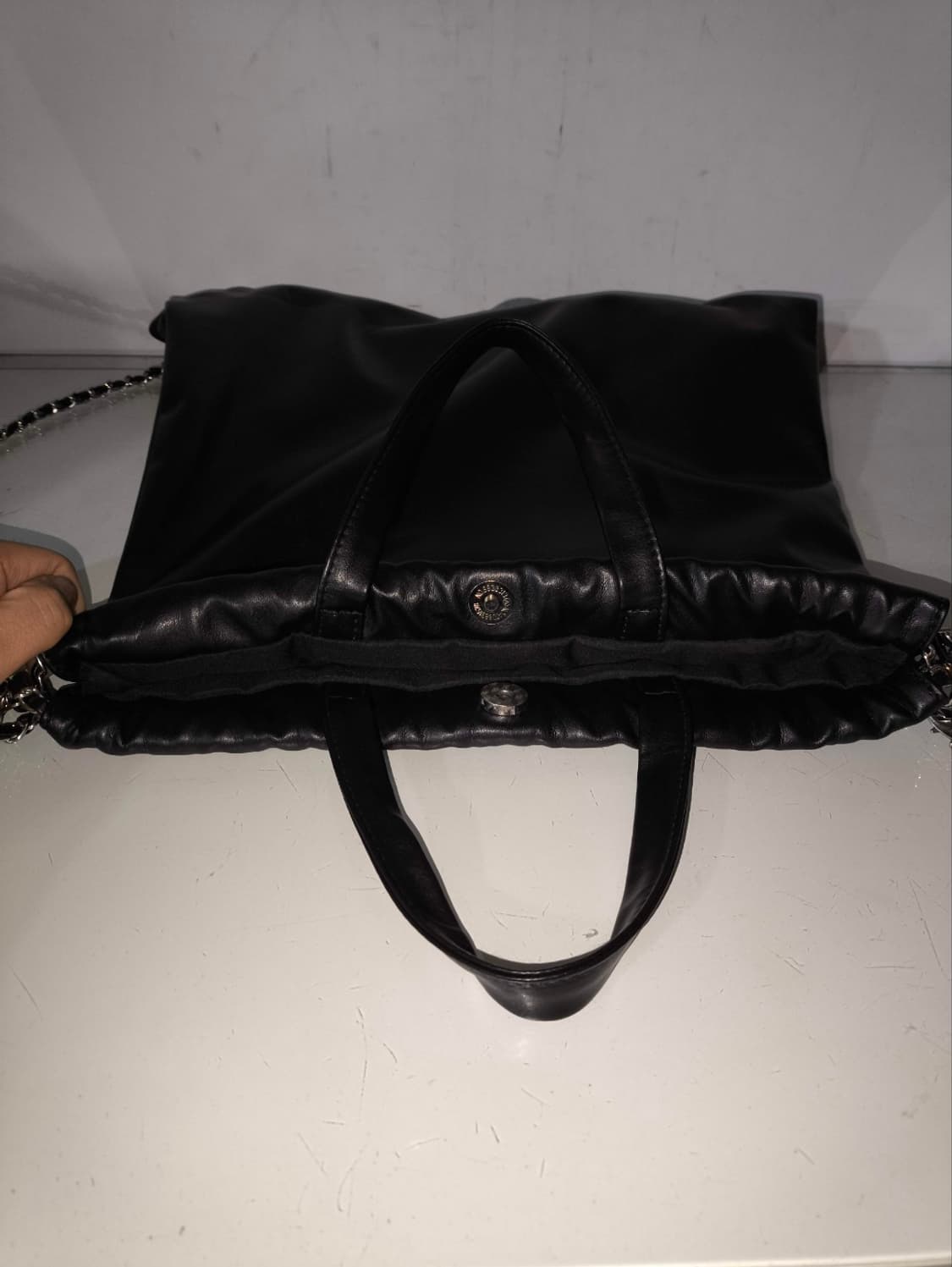 가죽 메탈체인 드로스트링 백팩 짐색 상품이미지5