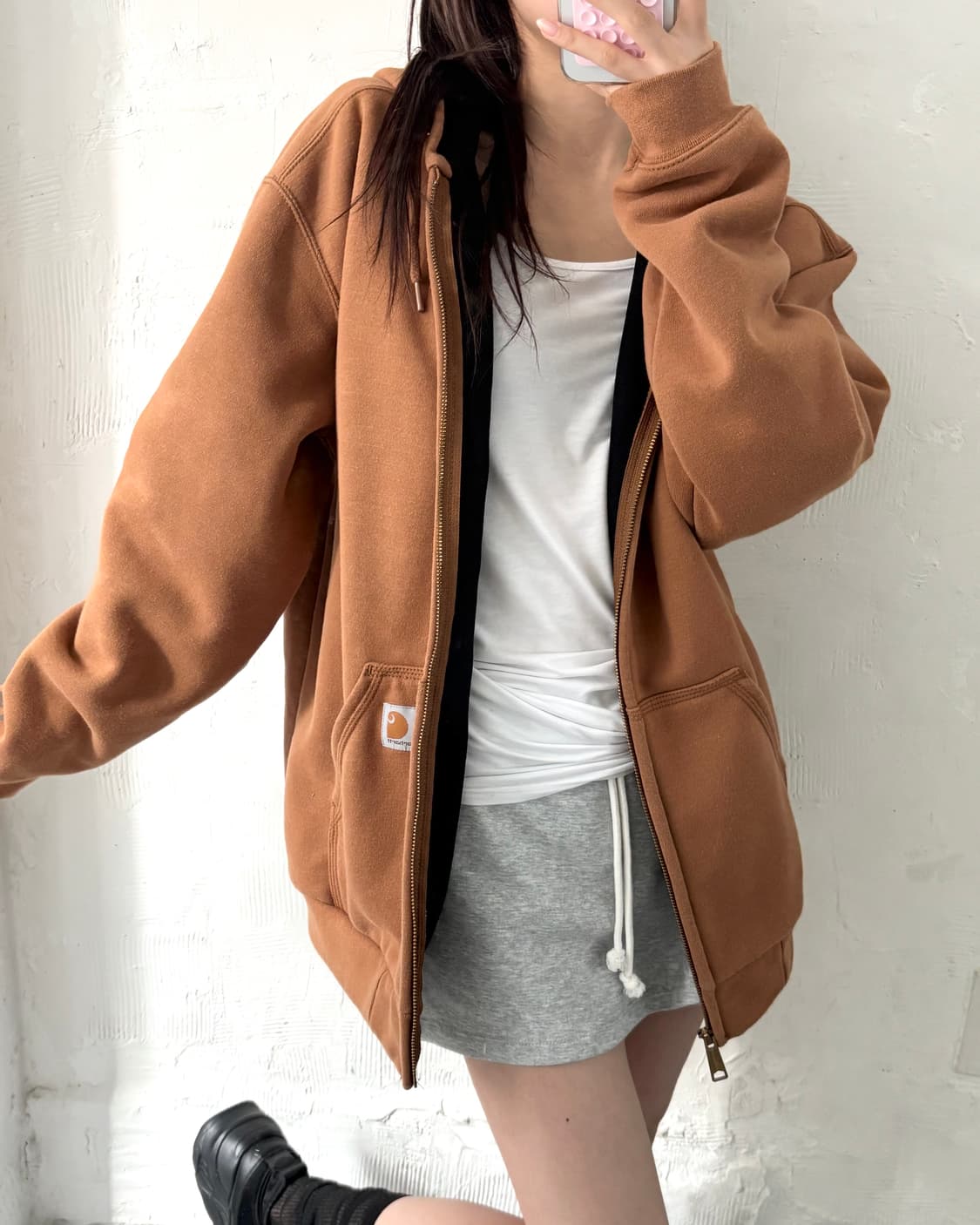 Carhartt 칼하트 브라운컬러 써멀 후드집업 상품이미지1