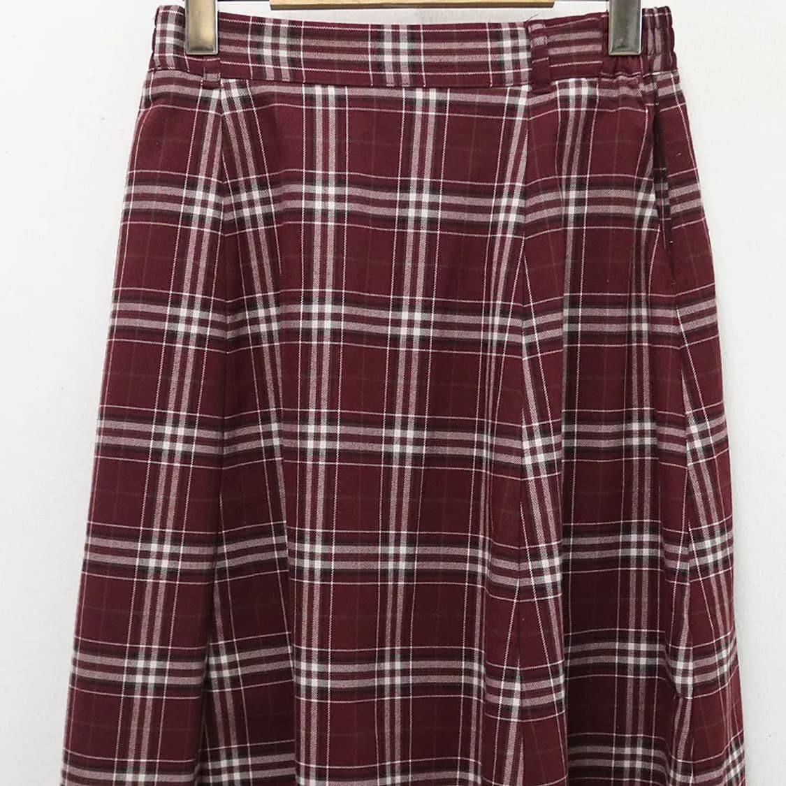 코르자 버건디 체크 롱 치마 61166 상품이미지3