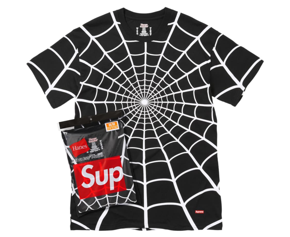 supreme 슈프림 x 헤인즈 스파이더맨 태그리스 티셔츠 블랙  상품이미지2