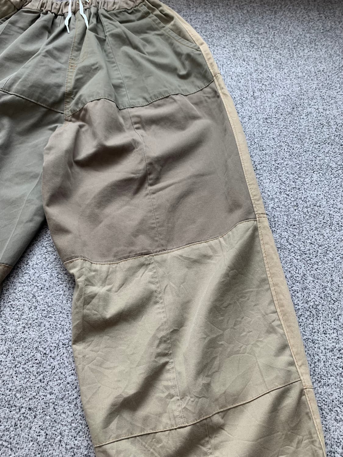 베이지브라운 패치디테일 코튼 벌룬팬츠 힙합바지 상품이미지5