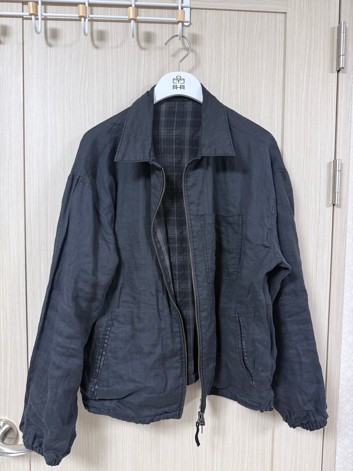 [3]폴리테루 25ss 리버서블 라미체크 블루종 블랙+블랙체크 상품이미지3