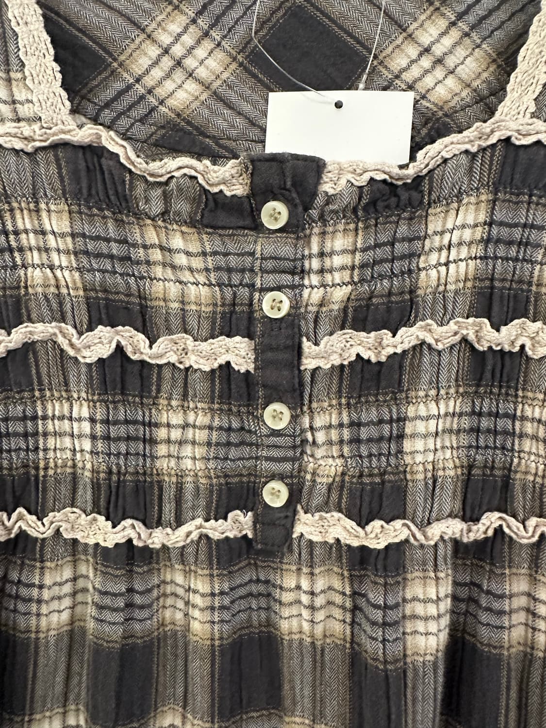 VINTAGE 빈티지 브라운체크 모리 블라우스 상품이미지2