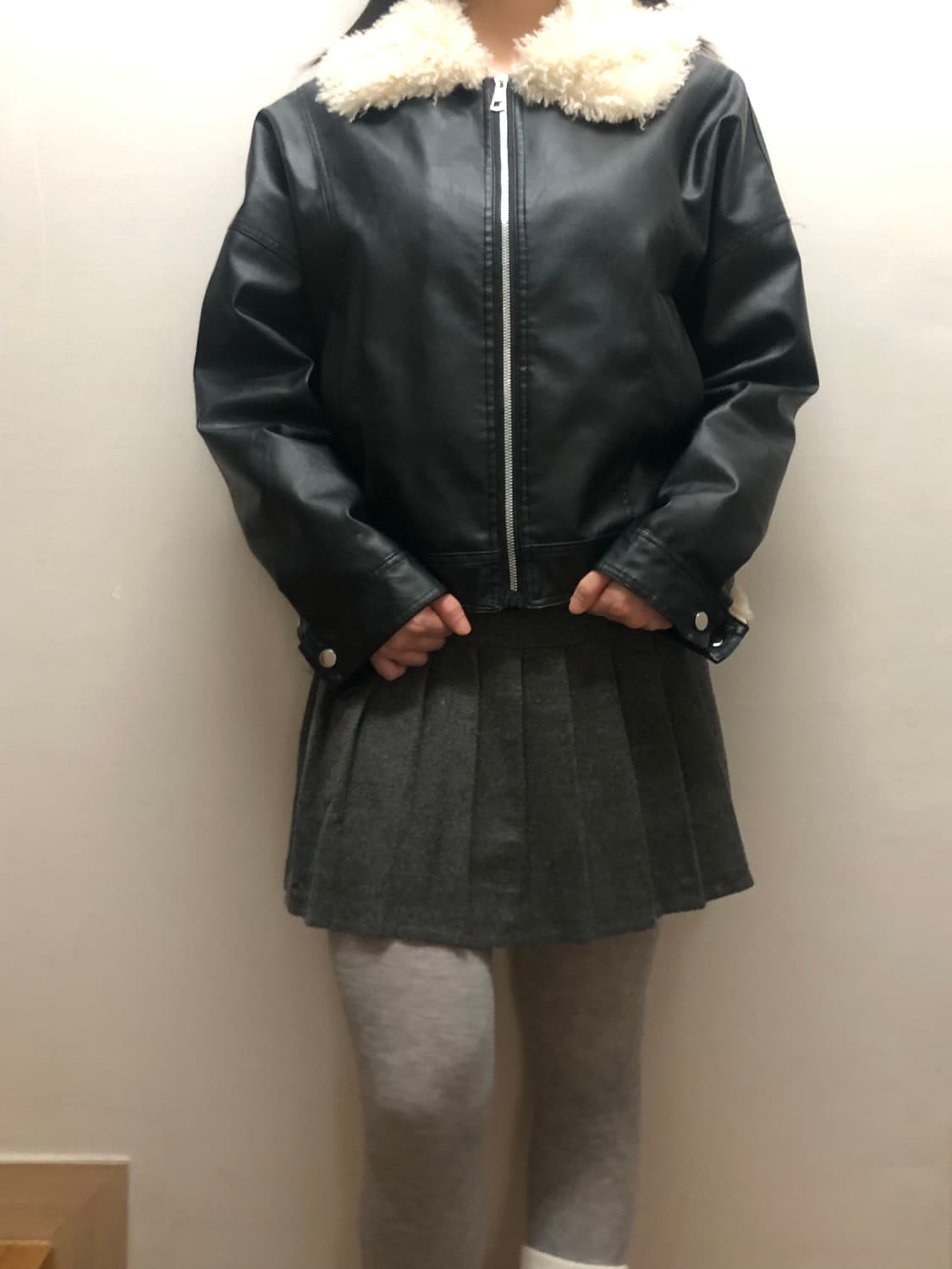 빈티지 블랙 페이크레더 자켓 상품이미지5