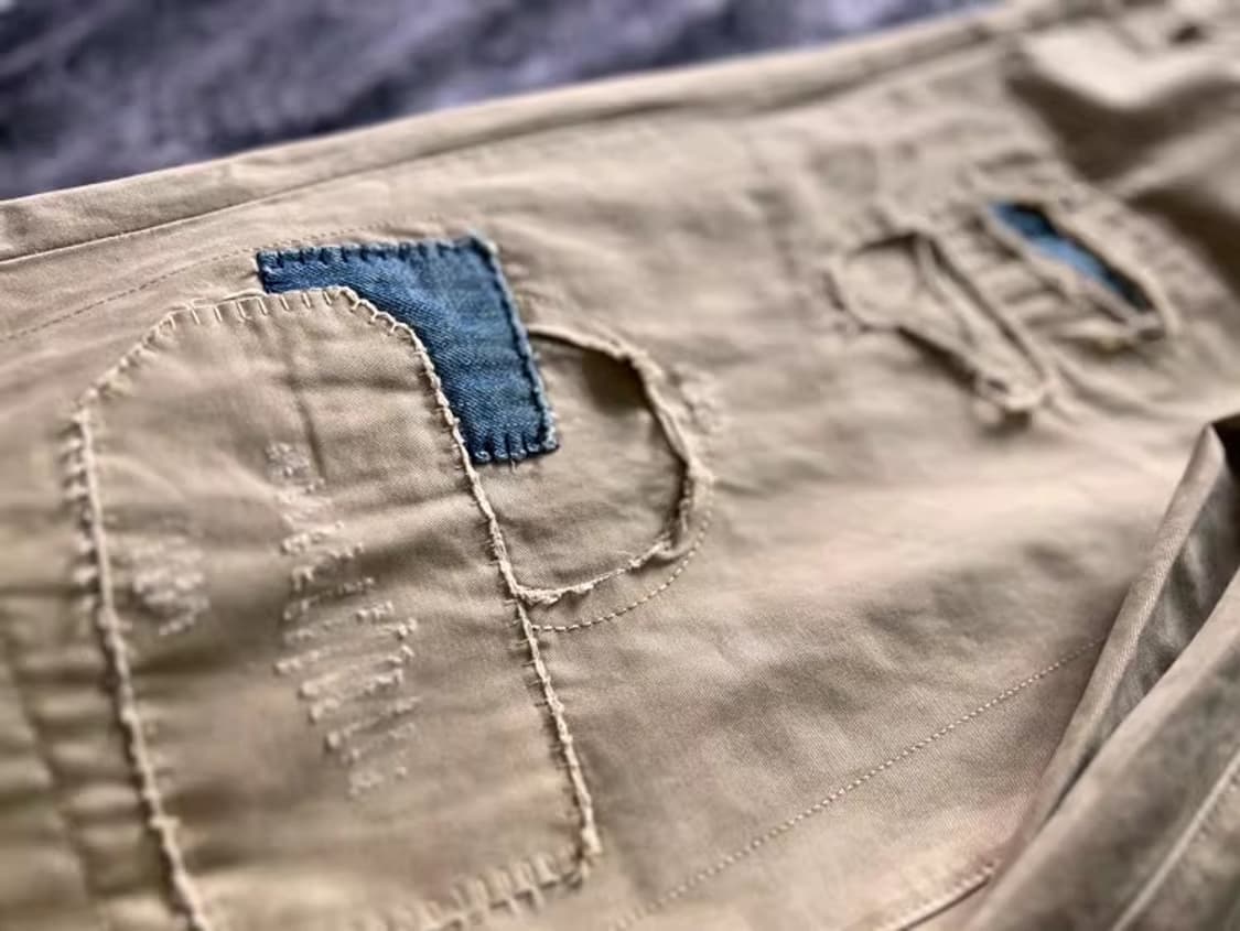 ️️️♦️ COZY / 러기드 코튼 패치워크 빈티지 치노 와이드 팬츠 상품이미지7