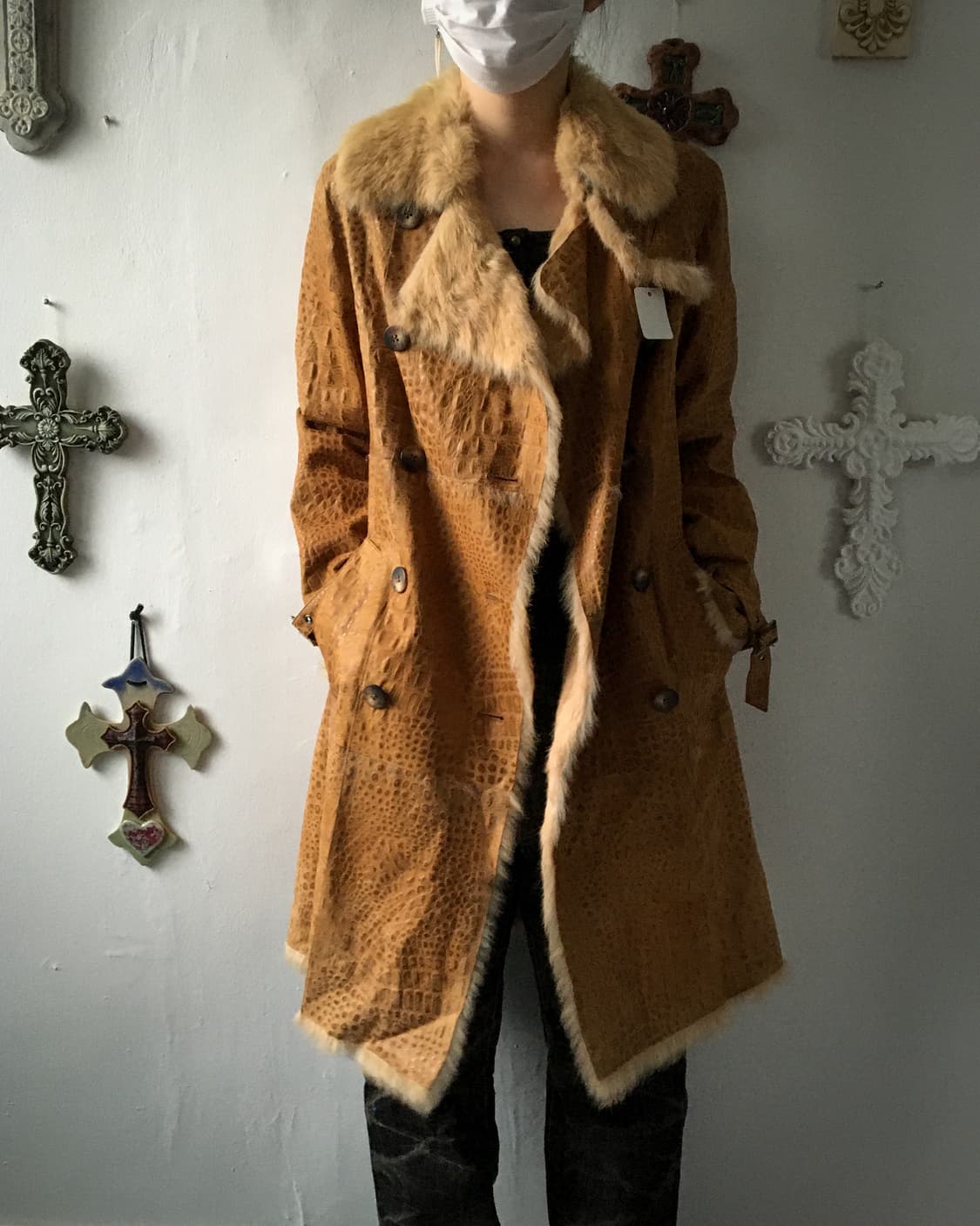 Animal pattern belted coat 상품이미지1