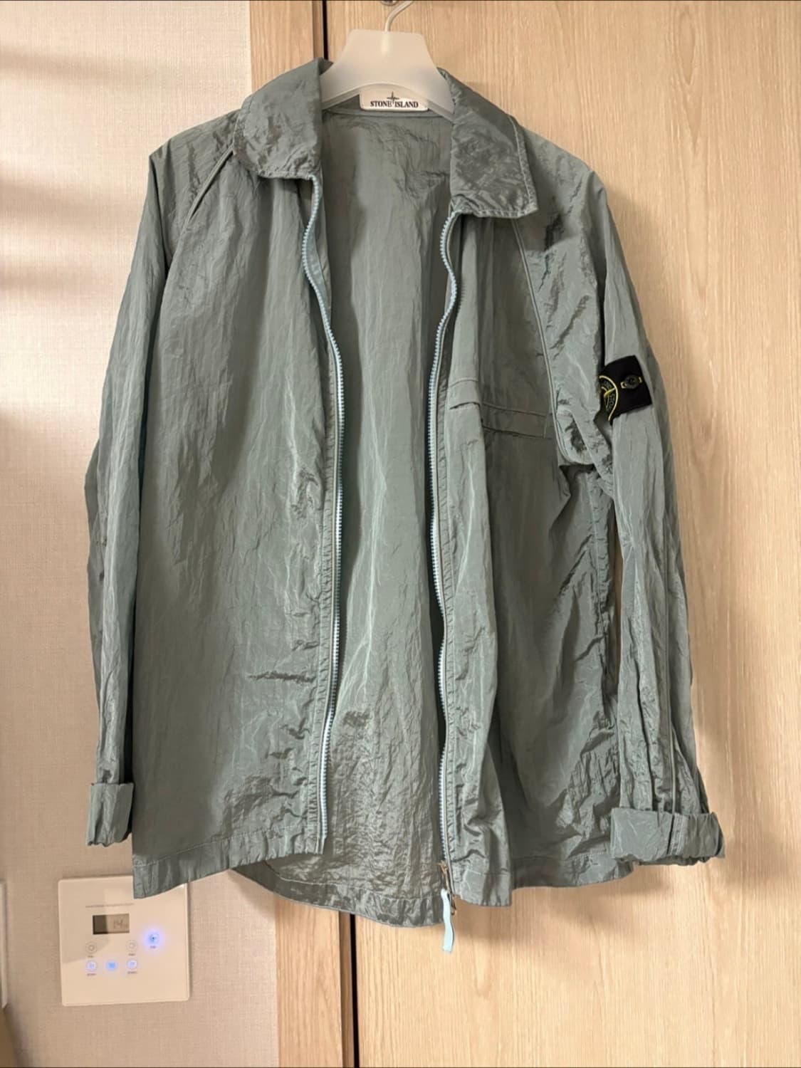 스톤 나일론 메탈 가먼트 다이드 패커블 오버셔츠자켓 아쿠아 상품이미지1