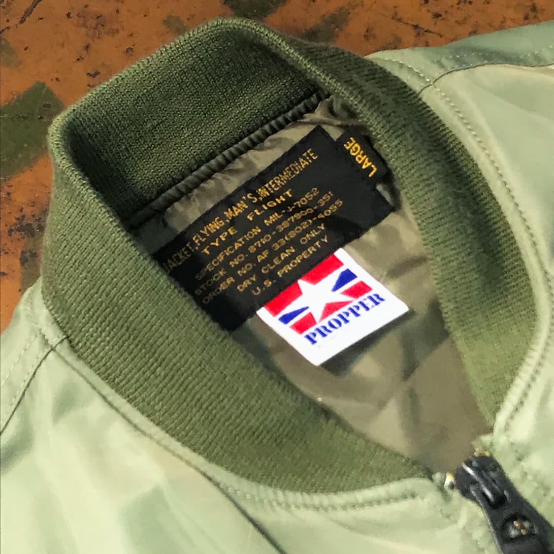 프로퍼 카키 집업 플라이트 자켓 베스트 남성 105 사이즈 상품이미지4