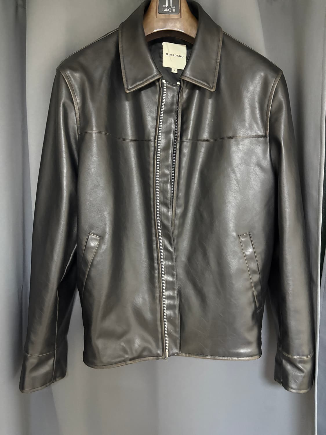 지오다노 블랙 레더 자켓 L사이즈 상품이미지1