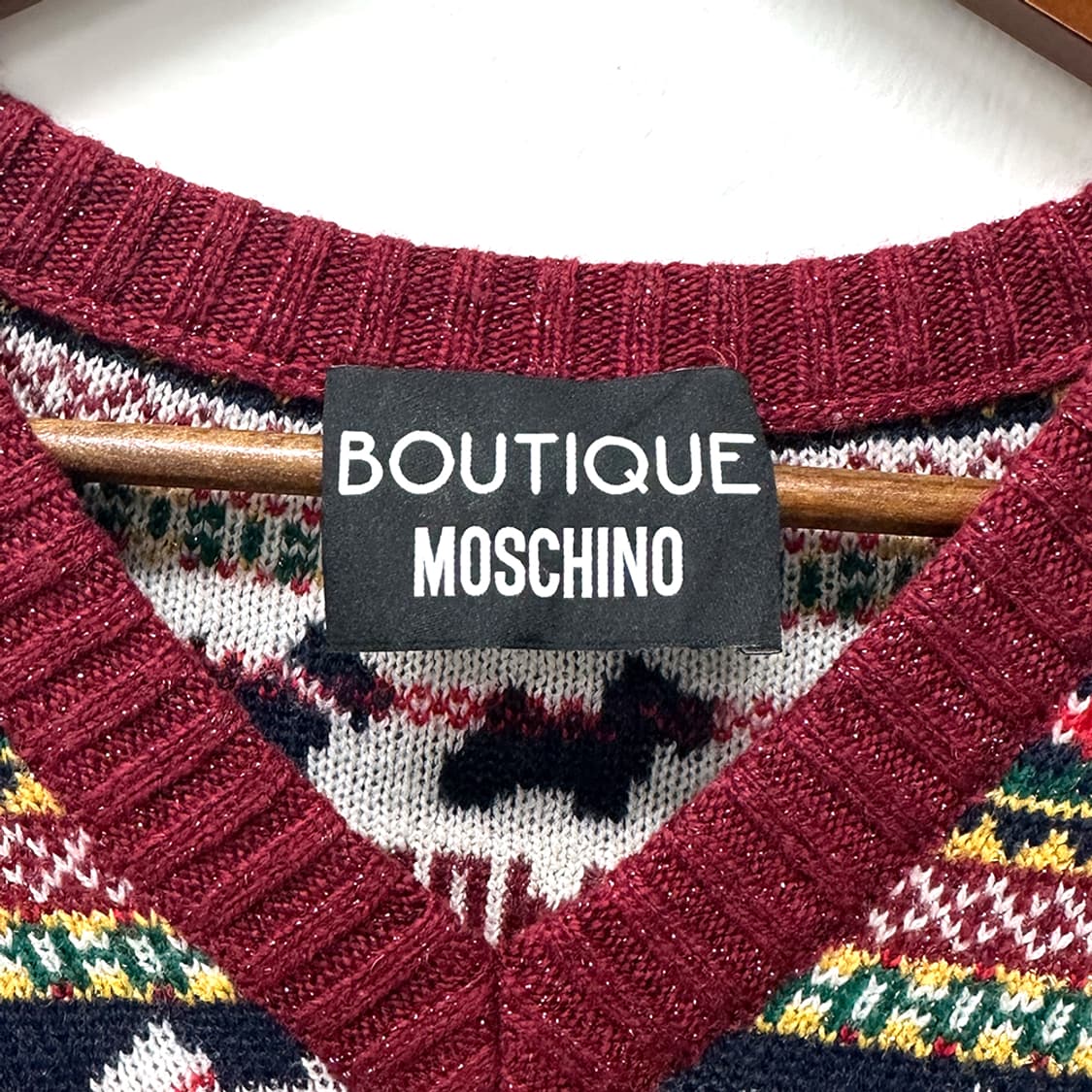 모스키노 부띠끄 울 블렌드 페어아일 아가일 패턴 니트 원피스 드레스 여성 상품이미지5