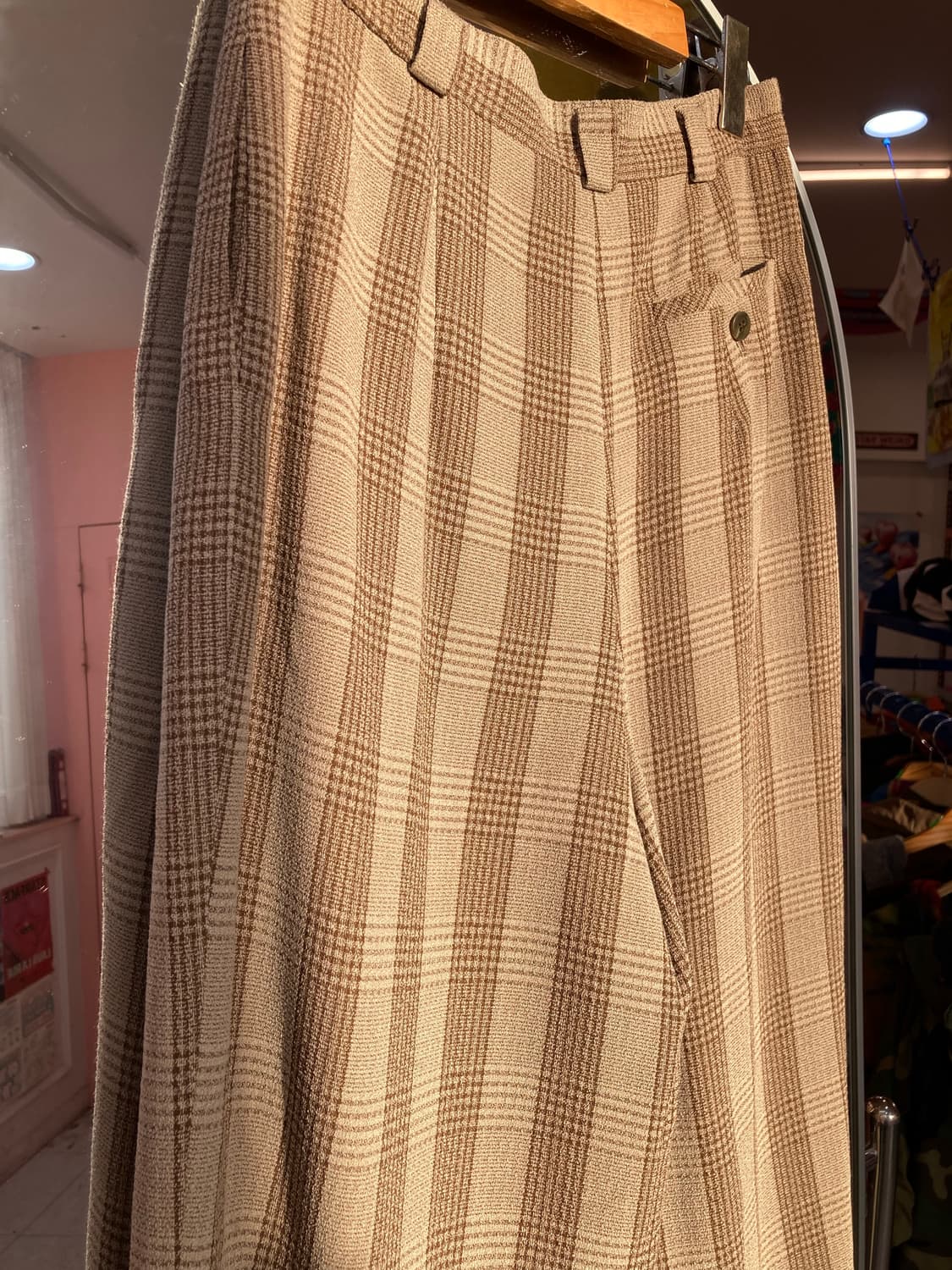 빈티지 베이지 체크 팬츠 상품이미지6