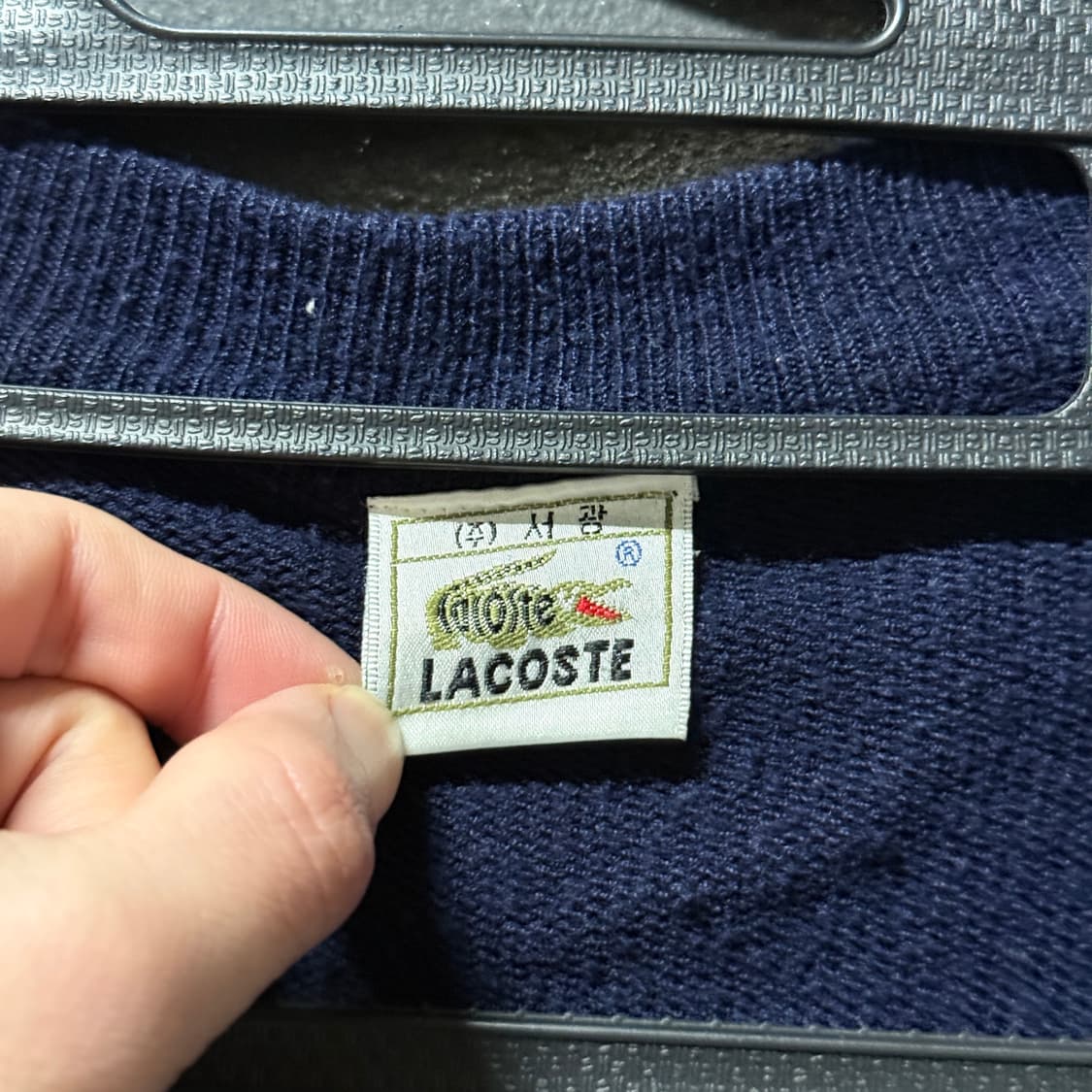 라코스테 서광 울 100% 네이비 딥브이넥 니트 가디건 상품이미지4