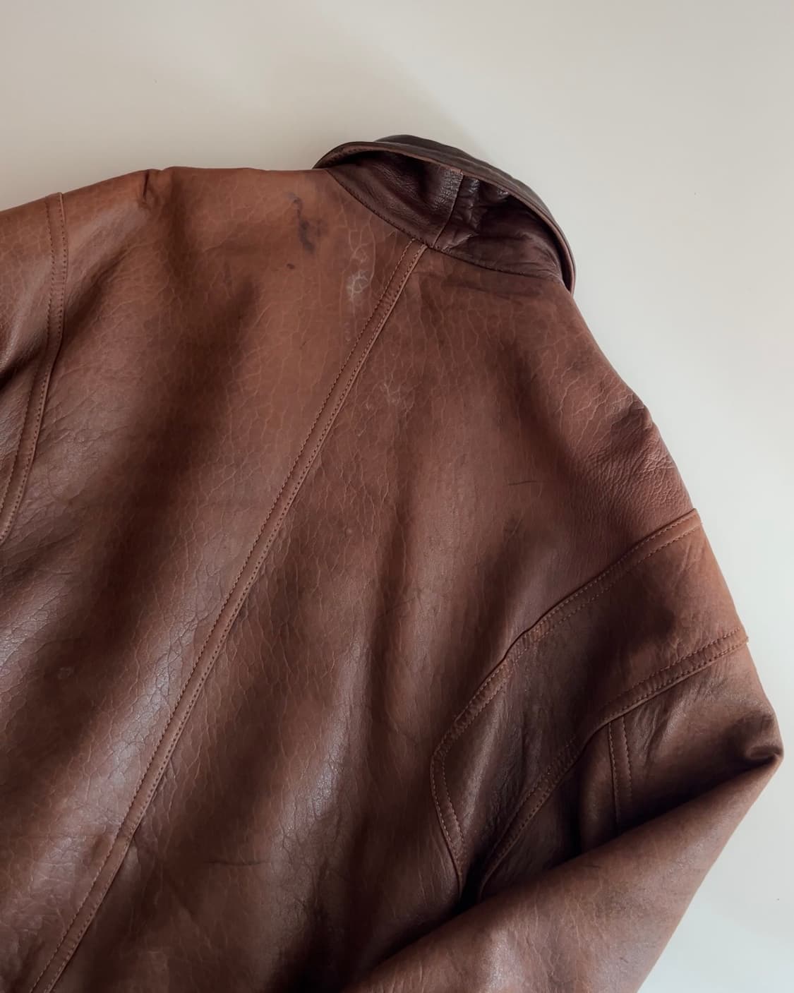 셰인 진스 90s 브라운 램 스킨 레더 봄버 자켓 95 상품이미지5