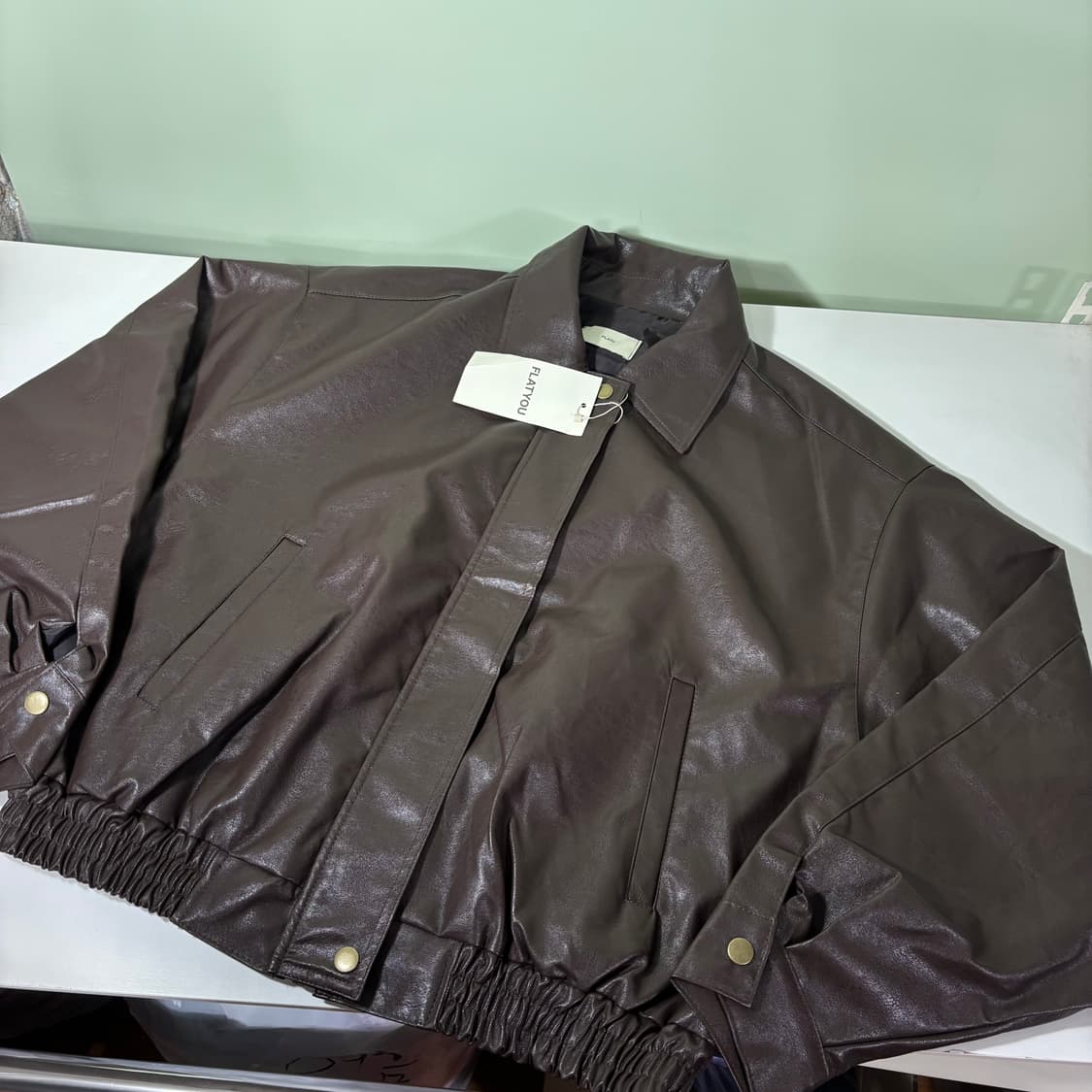 택달린새것 우먼FREE 플랫유 브라운 레더자켓 상품이미지3