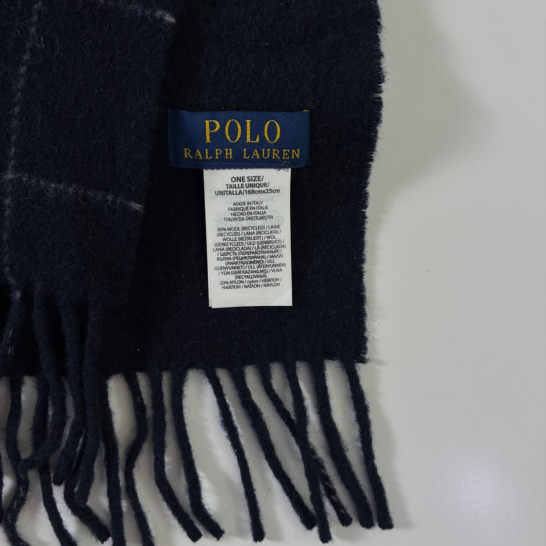 Polo  폴로 랄프로렌 자수 네이비 체크 울 머플러  상품이미지4