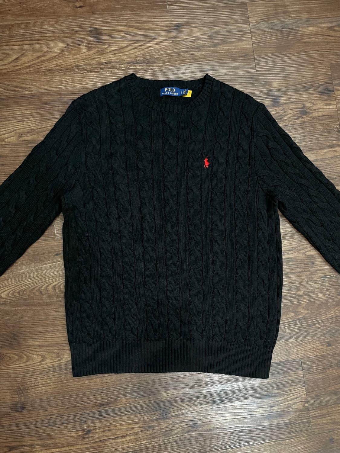 폴로 랄프로렌 케이블 니트 코튼 스웨터 블랙 상품이미지3